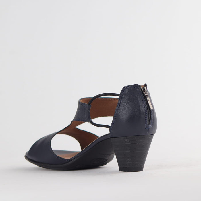 Froggie Shoes Shoes Froggie Women's T-Bar Heel Closed Back-Wider Fit - Navy Leather - 11645