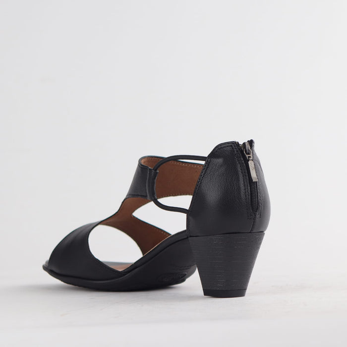 Froggie Shoes Shoes Froggie Women's T-Bar Heel Closed Back-Wider Fit- Black Leather - 11645