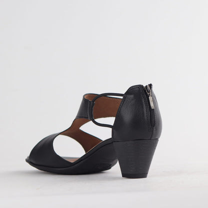 Froggie Shoes Shoes Froggie Women's T-Bar Heel Closed Back-Wider Fit- Black Leather - 11645