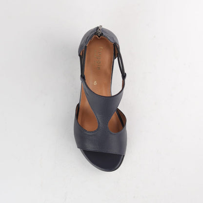 Froggie Shoes Shoes Froggie Women's T-Bar Heel Closed Back-Wider Fit - Navy Leather - 11645