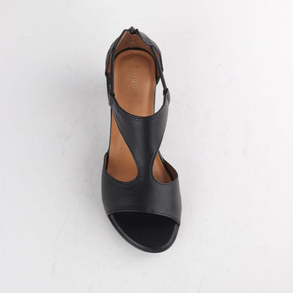 Froggie Shoes Shoes Froggie Women's T-Bar Heel Closed Back-Wider Fit- Black Leather - 11645