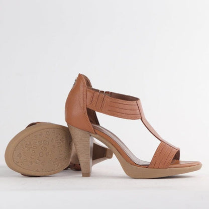 Froggie T-Bar High Heel Sandal in Tan - 10729 - pair.