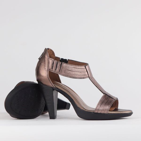 Froggie T-Bar High Heel Sandal in Lead Metallic - 10729 - pair.