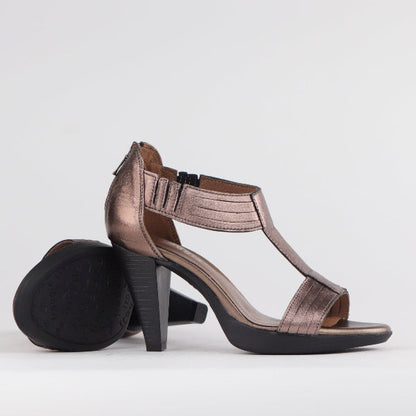 Froggie T-Bar High Heel Sandal in Lead Metallic - 10729 - pair.