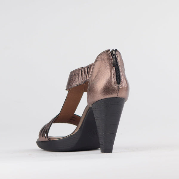 Froggie T-Bar High Heel Sandal in Lead Metallic - 10729 - back angle.