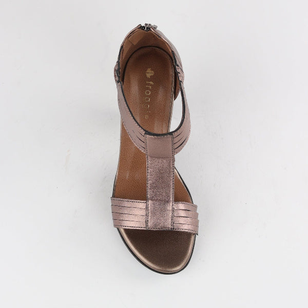 Froggie T-Bar High Heel Sandal in Lead Metallic - 10729 - top angle.