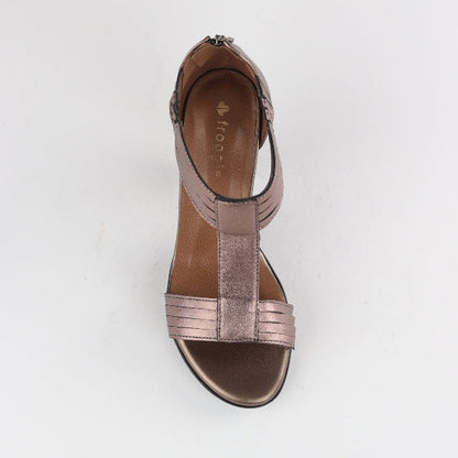 Froggie T-Bar High Heel Sandal in Lead Metallic - 10729 - top angle.