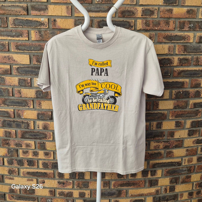T-shirt Gildan Papa Grandfather moto beige taille L