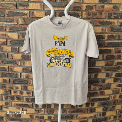 T-shirt Gildan Papa Grandfather moto beige taille L