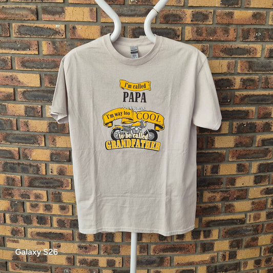 T-shirt Gildan Papa Grandfather moto beige taille L