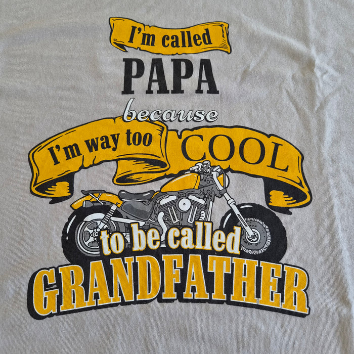 T-shirt Gildan Papa Grandfather moto beige taille L