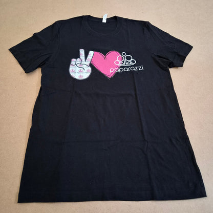 T-shirt Graphique Peace Love Paparazzi Bella+Canvas — Noir — Taille L