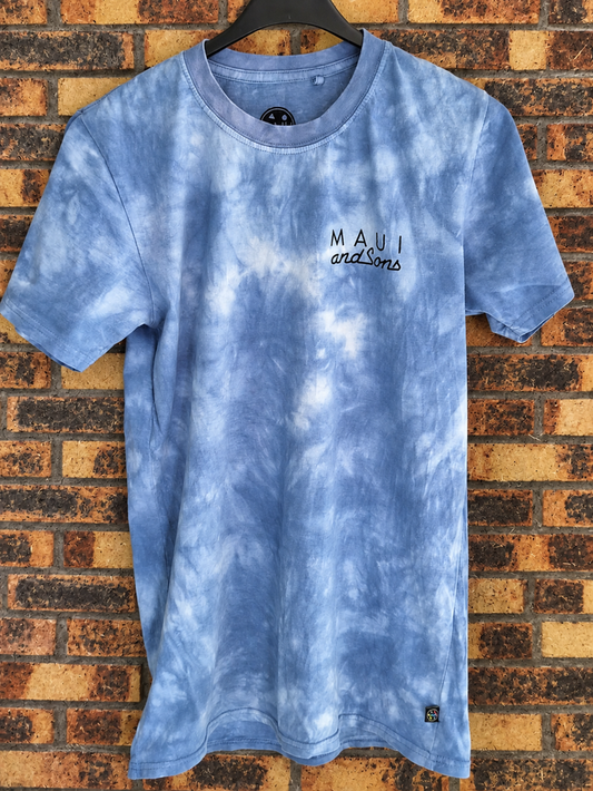 T-Shirt Tie-Dye Maui and Sons Bleu Ciel vintage graphics - Taille S