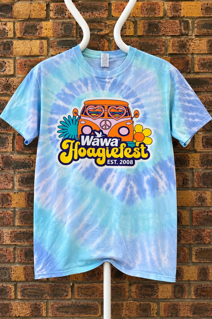 T-Shirt Tie-Dye Vintage "Wawa Hoagiefest" FRUIT OF THE LOOM – Taille M