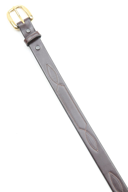 Tory Leather 1" 3 Times Repeated Stitched Pattern Belt (2332) - Havana