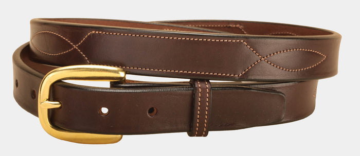 Tory Leather 1" 3 Times Repeated Stitched Pattern Belt (2332) - Havana
