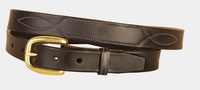 Tory Leather 1" 3 Times Repeated Stitched Pattern Belt (2333) - Black