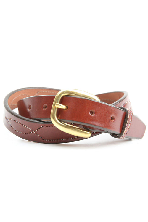 Tory Leather 1" 3 Times Repeated Stitched Pattern Belt (2334) - Oakbark