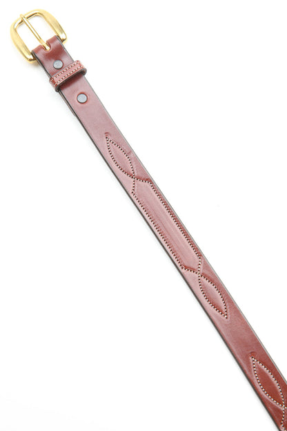 Tory Leather 1" 3 Times Repeated Stitched Pattern Belt (2334) - Oakbark