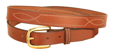 Tory Leather 1" 3 Times Repeated Stitched Pattern Belt (2334) - Oakbark