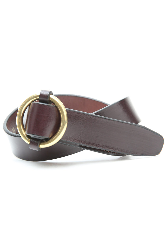 Tory Leather 1.25" BRIDLE LEATHER O-RING BELT - HAVANA (2611)