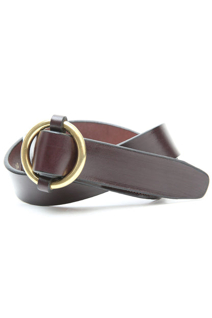 Tory Leather 1.25" BRIDLE LEATHER O-RING BELT - HAVANA (2611)