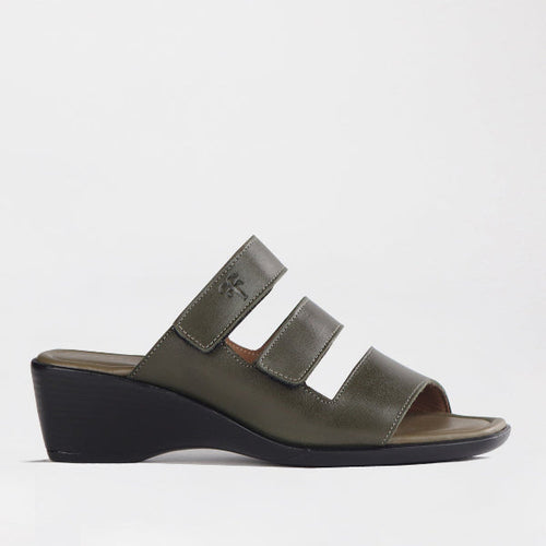 Factory Shop Shoes C36 / Forest / 12921 Froggie Women's Triple Leather strap sandal in Forest - 12921