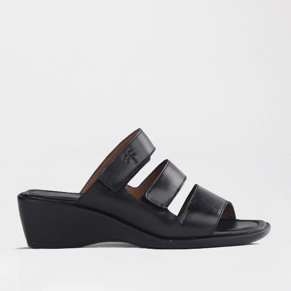 Factory Shop Shoes C36 / Black / 12921 Froggie Women's Triple Leather strap sandal in Black - 12921