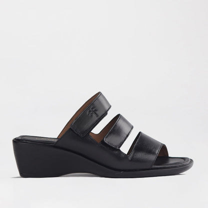 Factory Shop Shoes C36 / Black / 12921 Froggie Women's Triple Leather strap sandal in Black - 12921