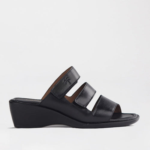 Factory Shop Shoes C36 / Black / 12921 Froggie Women's Triple Leather strap sandal in Black - 12921