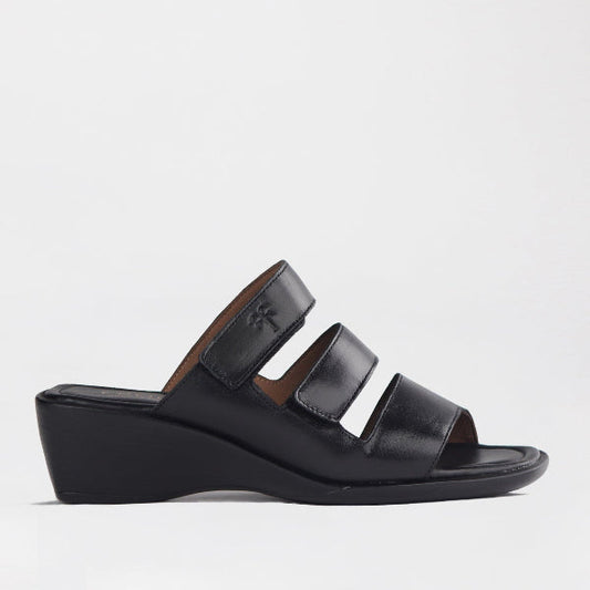 Factory Shop Shoes C36 / Black / 12921 Froggie Women's Triple Leather strap sandal in Black - 12921