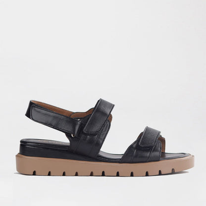 Froggie Shoes Shoes Froggie Women's Triple Velcro straps Sandal-Black Leather - 12667