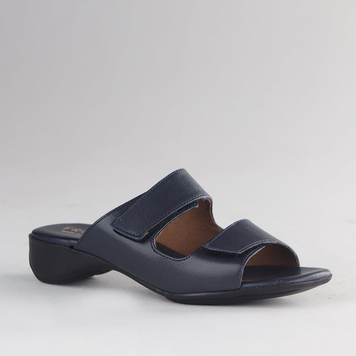 Factory Shop Mule Sandal in Navy - 12557 - side angle.