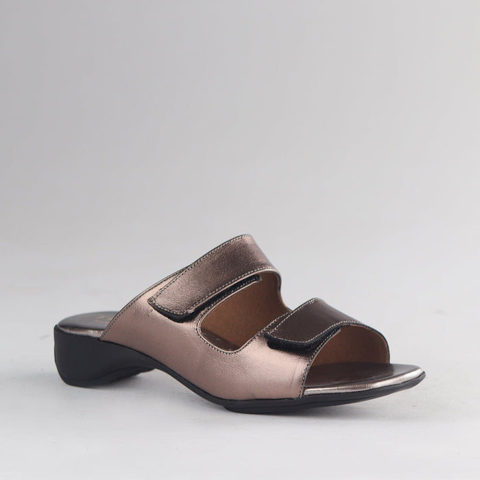 Factory Shop Mule Sandal in Lead Metallic - 12557 - side angle.