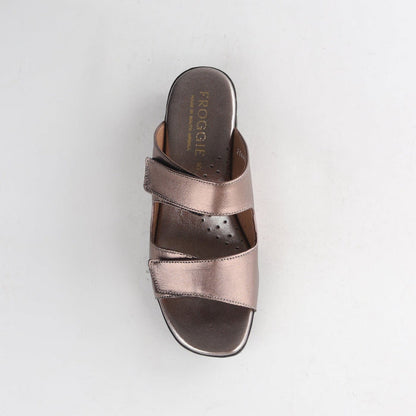 Factory Shop Mule Sandal in Lead Metallic - 12557 - top angle.