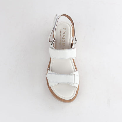 Froggie Shoes Shoes Froggie Women's Velcro straps Sandal-White Leather - 12667