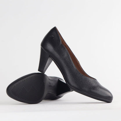 Froggie Wider Fit Mid Heel Court in Black - 10873 - pair.