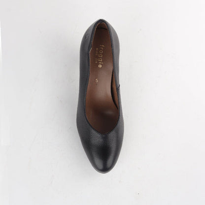 Froggie Wider Fit Mid Heel Court in Black - 10873 - top angle.