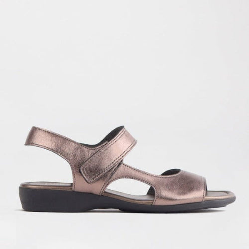 Froggie Wider Fit Slingback Flat Sandal in Lead -12221 - single side.
