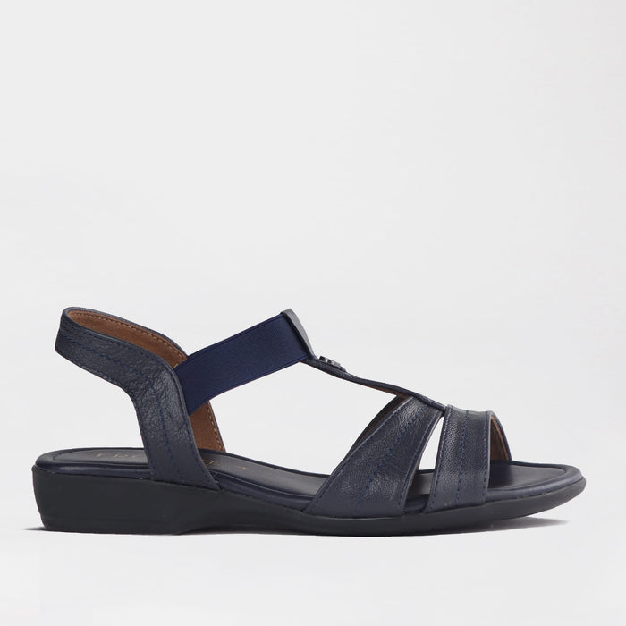 Froggie Shoes Shoes Froggie Women's Wider Fit Slingback Flat Sandal-Navy Leather - 11016