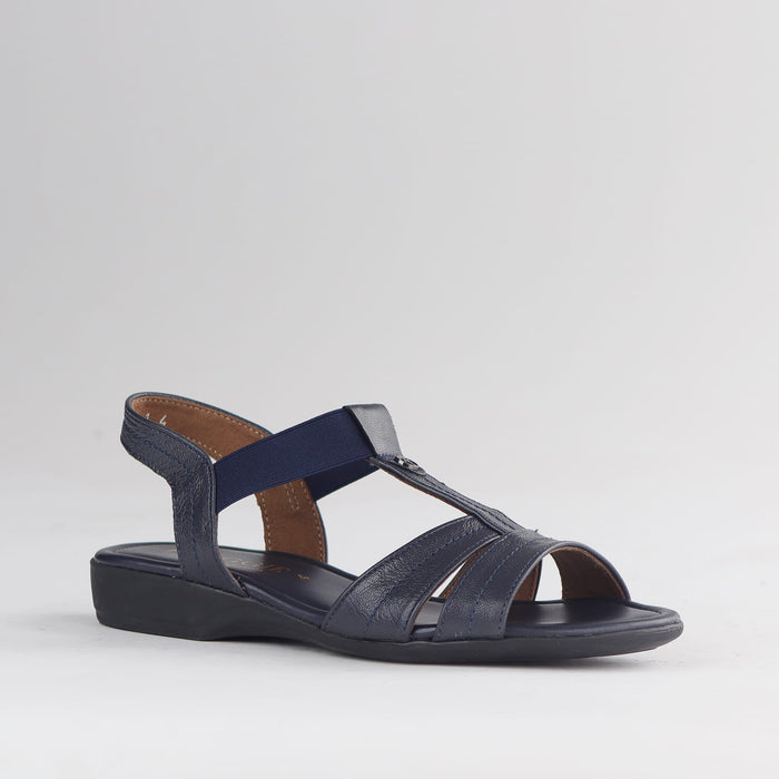 Froggie Shoes Shoes Froggie Women's Wider Fit Slingback Flat Sandal-Navy Leather - 11016