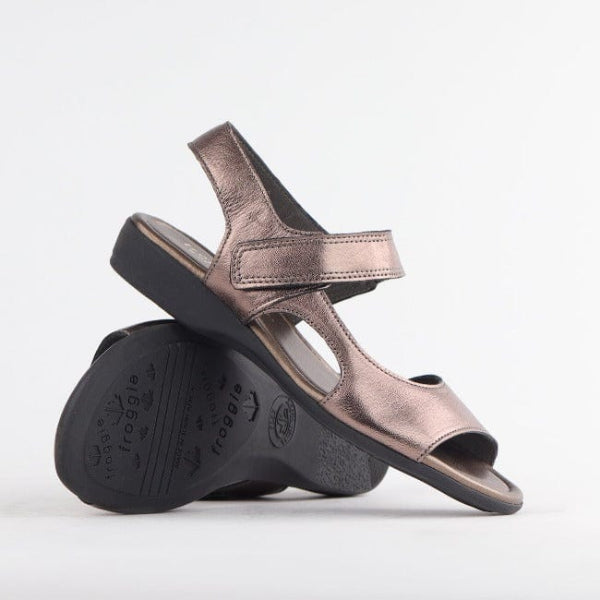 Froggie Wider Fit Slingback Flat Sandal in Lead -12221 - pair.
