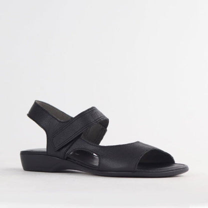 Froggie Wider Fit Slingback Flat Sandal in Black - 12221 - side angle.