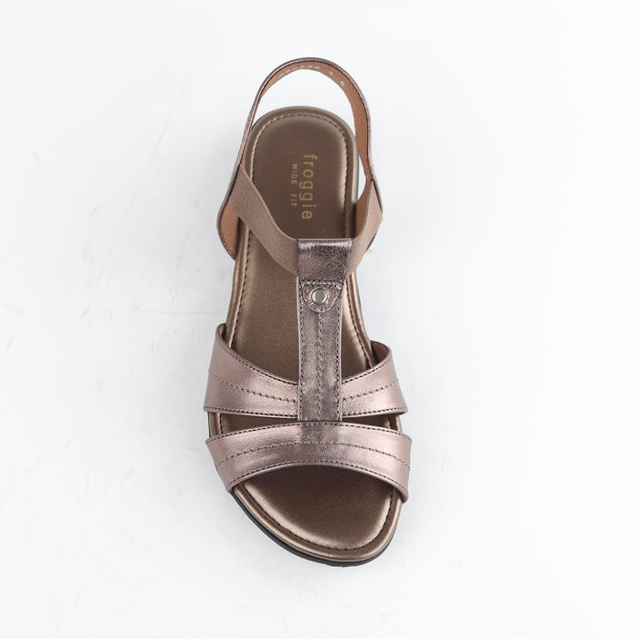 Froggie Shoes Shoes Froggie Women's Wider Fit Slingback Flat Sandal-Lead Metallic - 11016