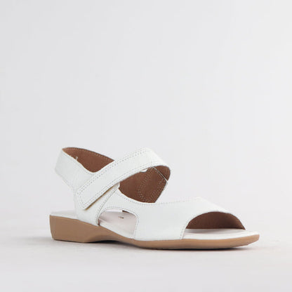 Froggie Wider Fit Slingback Flat Sandal in White - 12221 - side angle.
