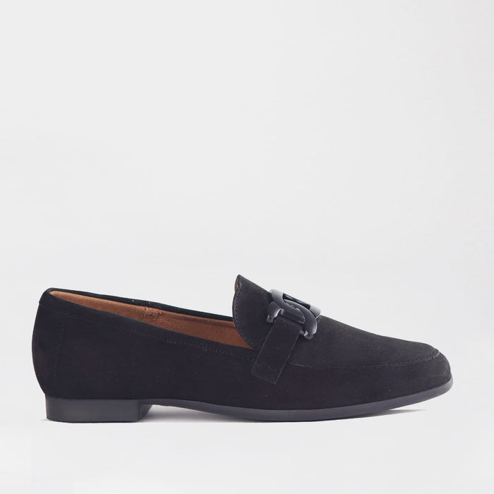 Froggie Shoes Loafers Froggie Womens Loafer-Chain Detail - Black Suede  - 12998