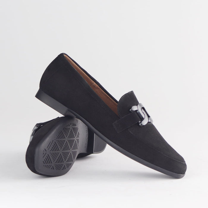 Froggie Shoes Loafers Froggie Womens Loafer-Chain Detail - Black Suede  - 12998